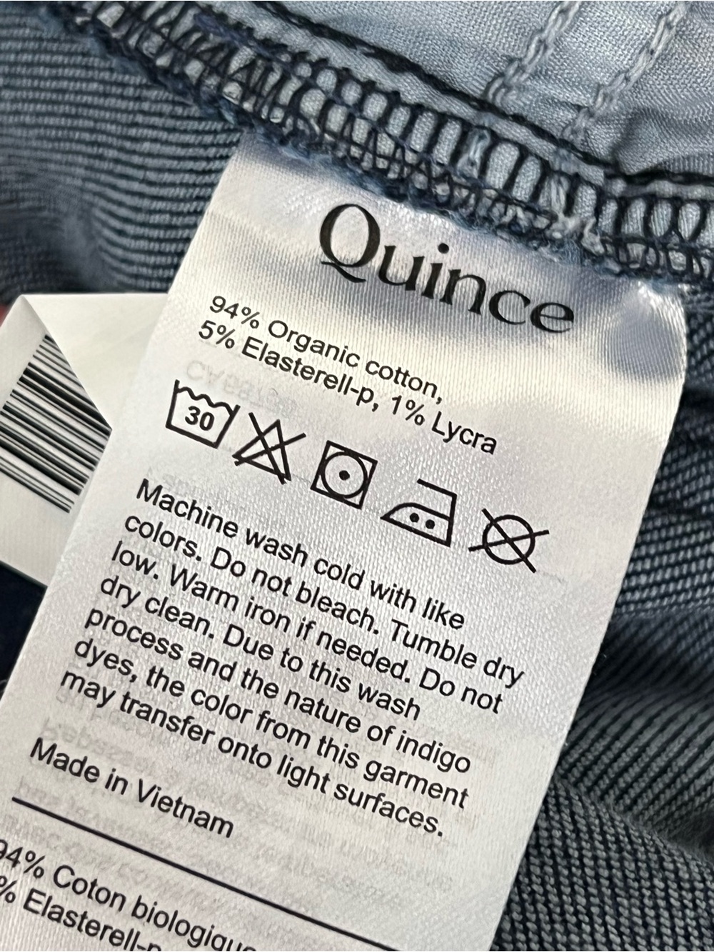 Quince Women’s Organic Cotton Dark Blue Wide Leg Jeans High Rise Stretch Size 30 - Picture 7 of 10